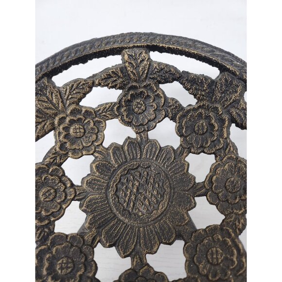 Vintage Cast Iron Decorative Pedestal Bowl Centerpiece Ornate Floral Design MCM - Picture 4 of 9